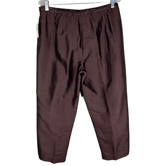 Coldwater Creek Silk Flat Front Side Zip Pants Brown 10 Lined New - Picture 14 of 14